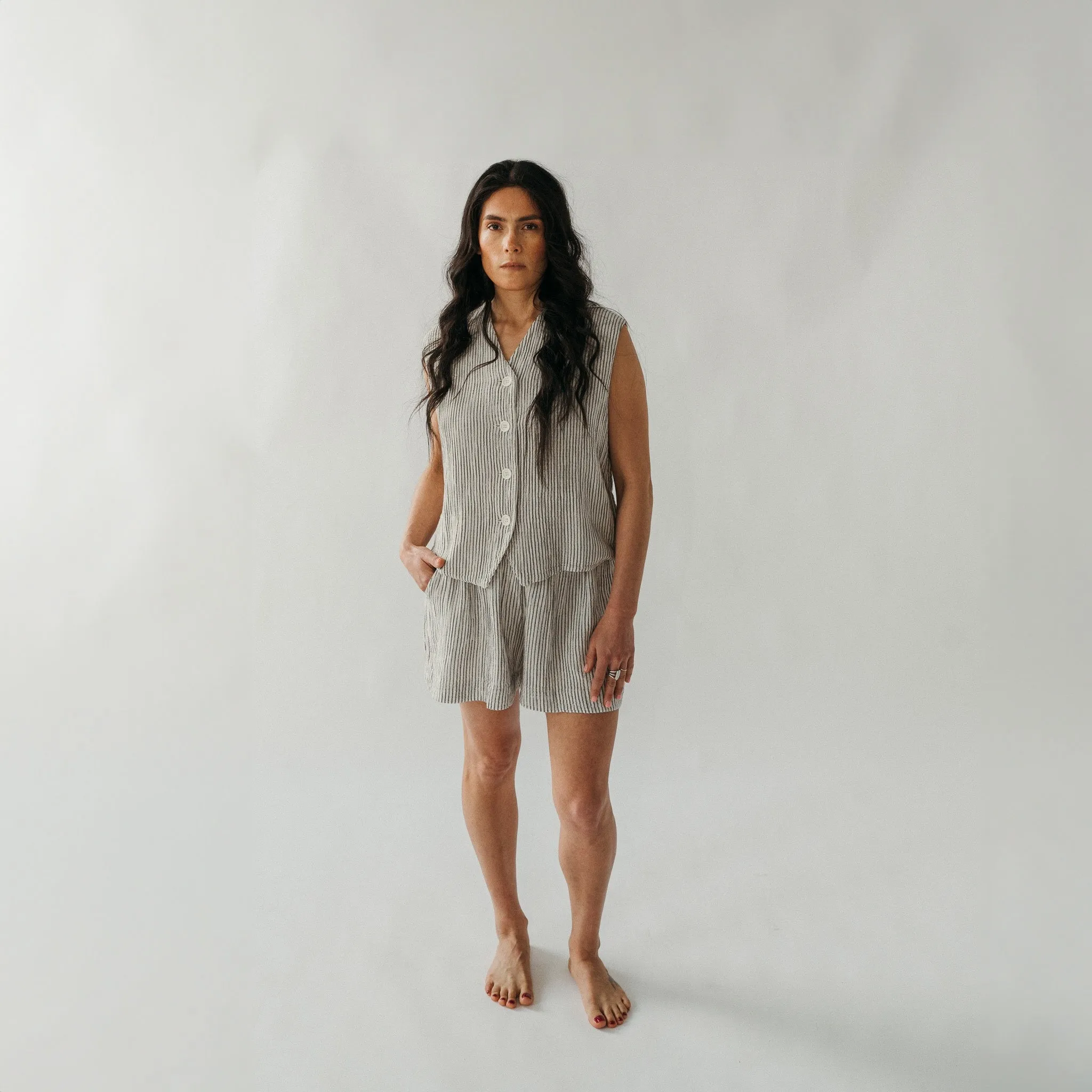 Striped Crinkle Cotton Shorts sold by POKOLOKO product image thumbnail 2