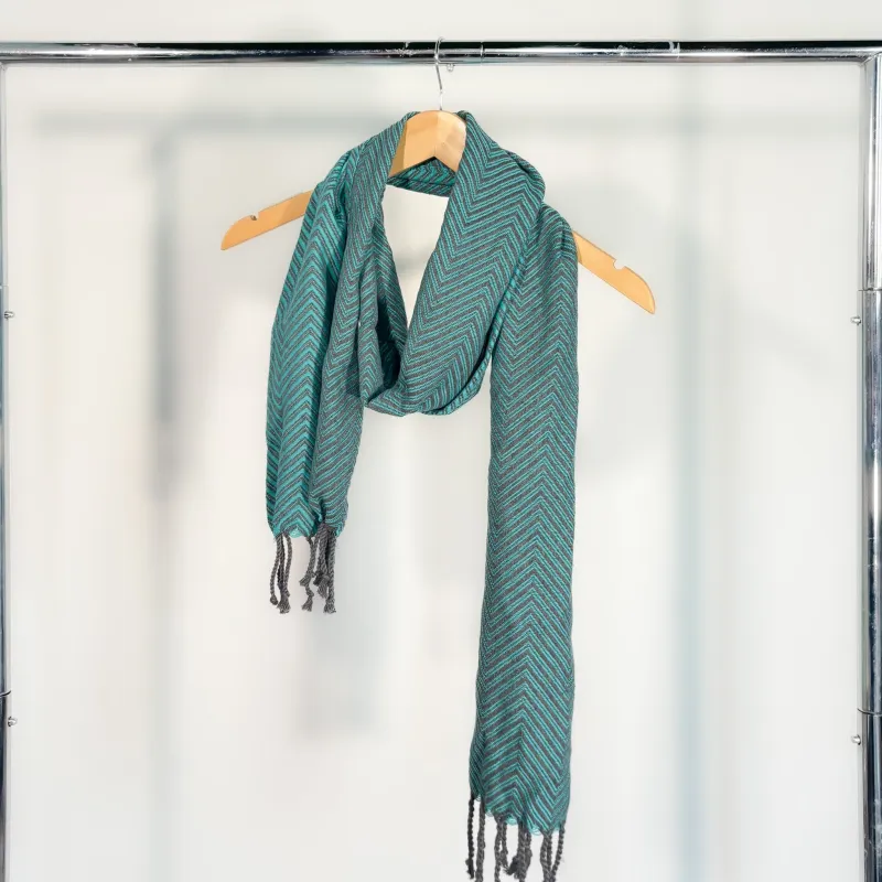 Teal Zigzag Scarf sold by POKOLOKO