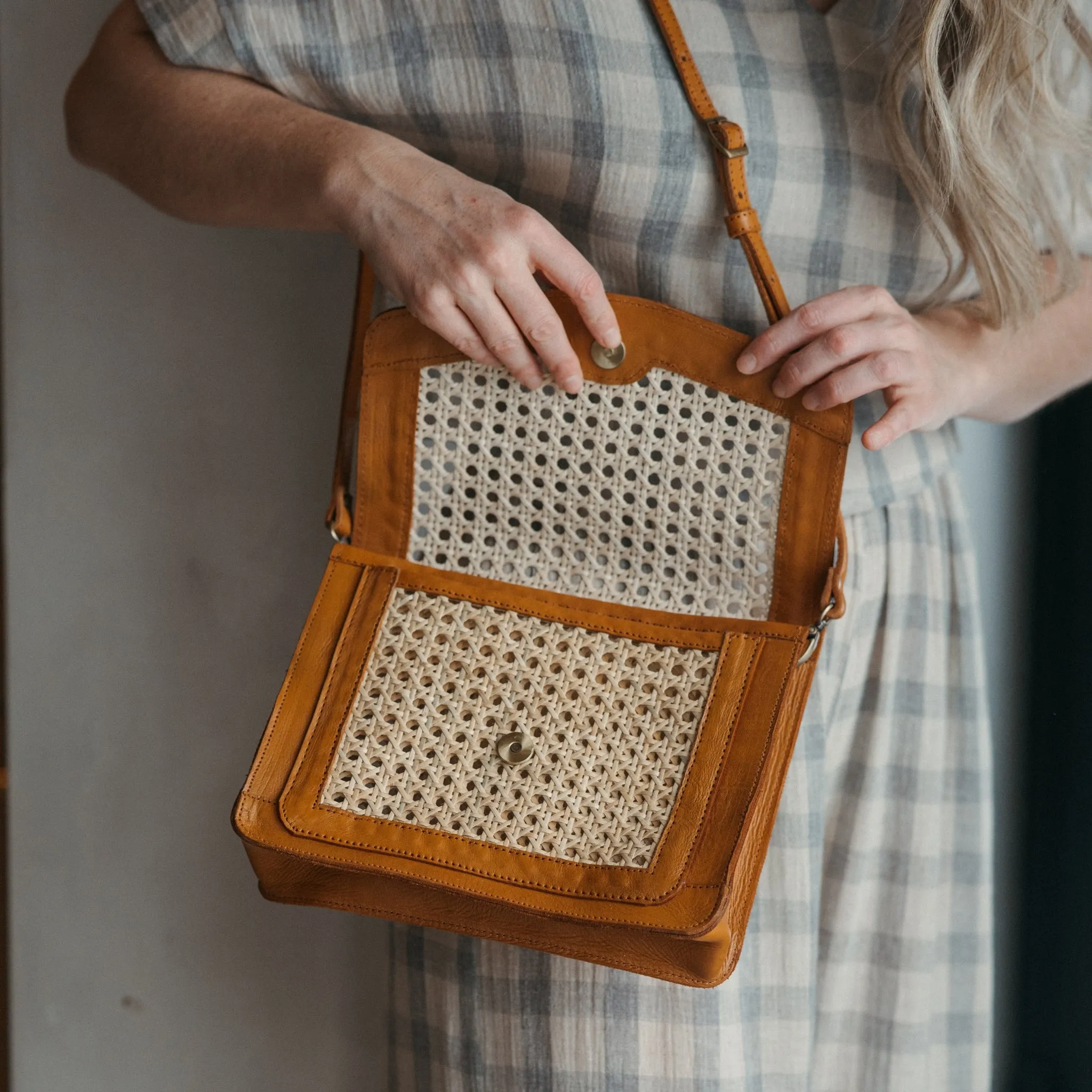 Leather Bag with Cane Accent - Rectangle sold by POKOLOKO product image thumbnail 5