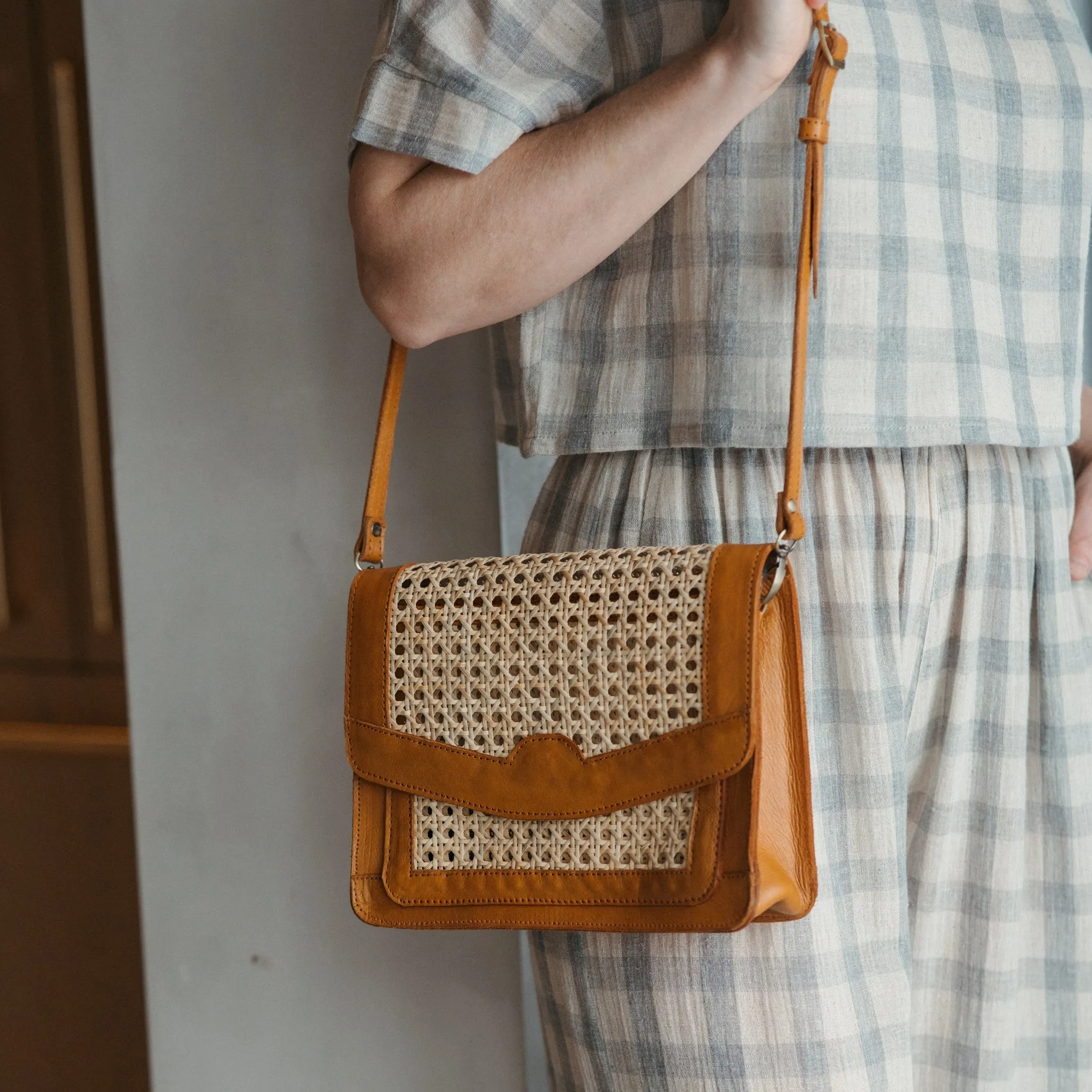 Leather Bag with Cane Accent - Rectangle sold by POKOLOKO product image thumbnail 2