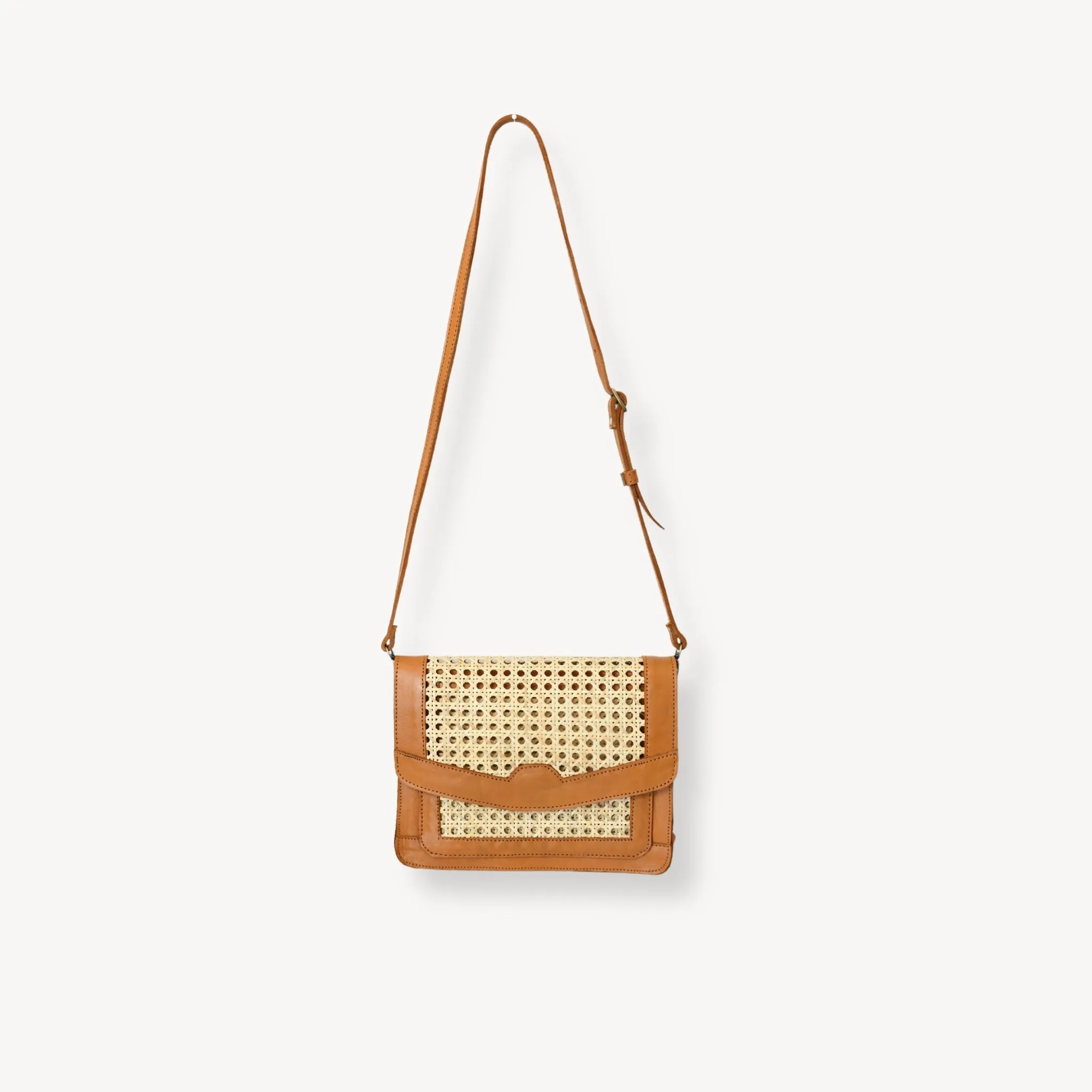 Leather Bag with Cane Accent - Rectangle sold by POKOLOKO