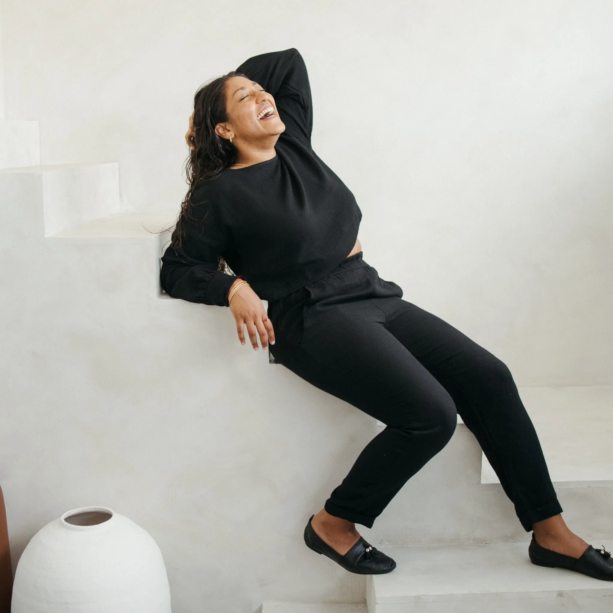 Flat Black Slouchy Pants sold by POKOLOKO product image thumbnail 2