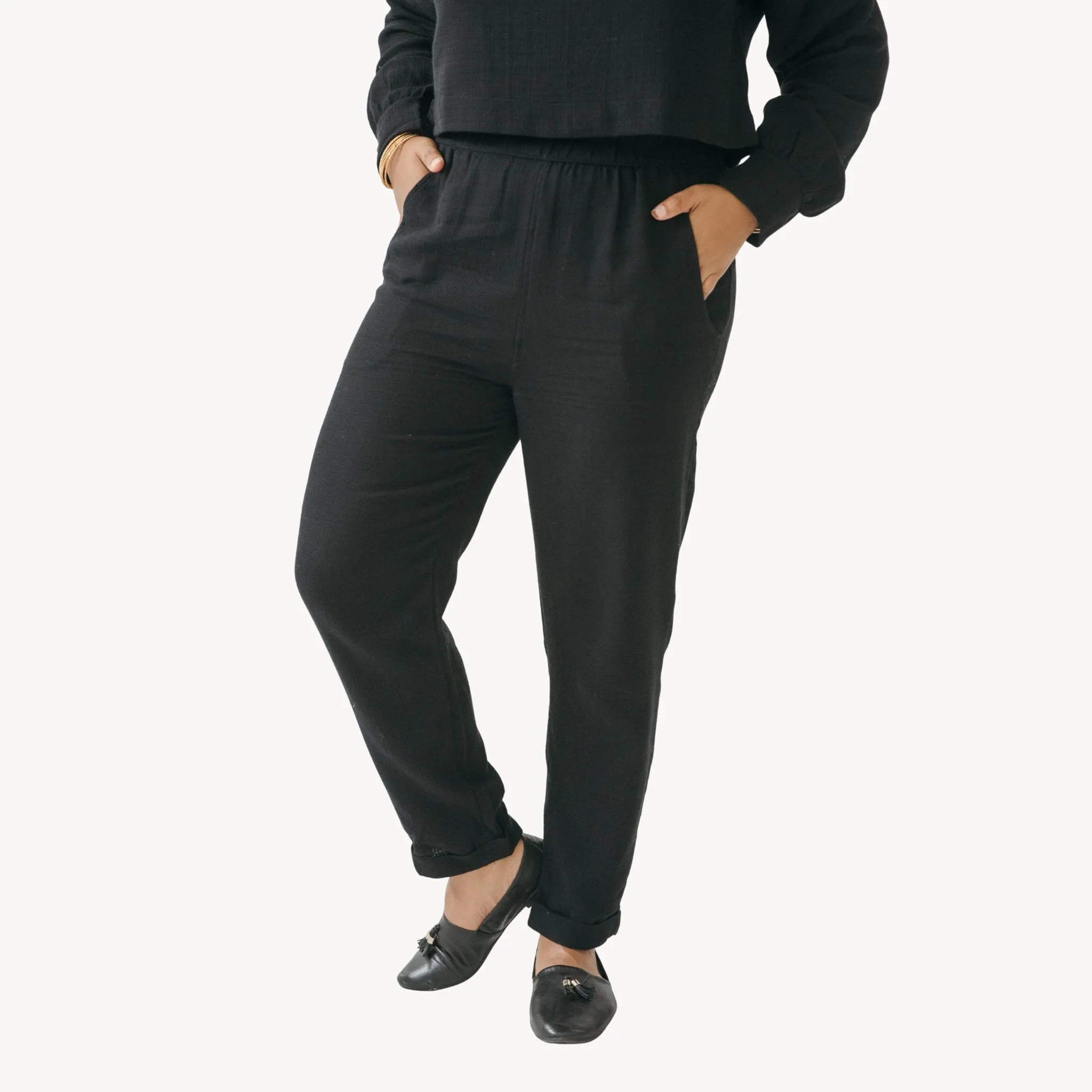 Flat Black Slouchy Pants sold by POKOLOKO product image thumbnail 3