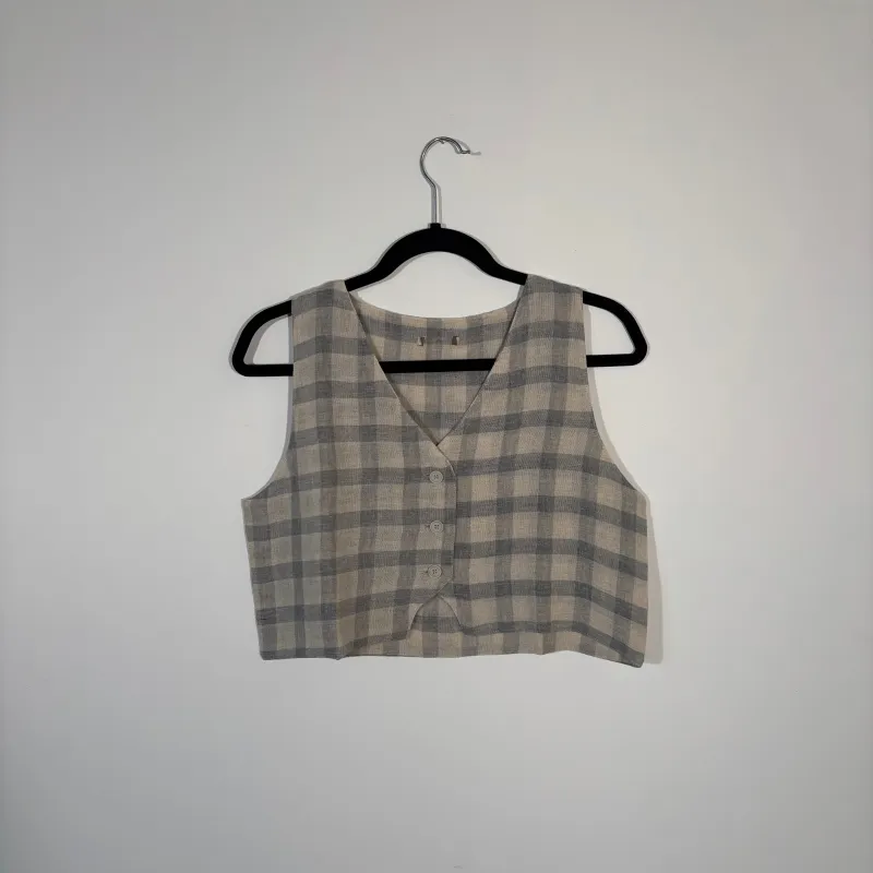 Grey Plaid Tank Vest sold by POKOLOKO