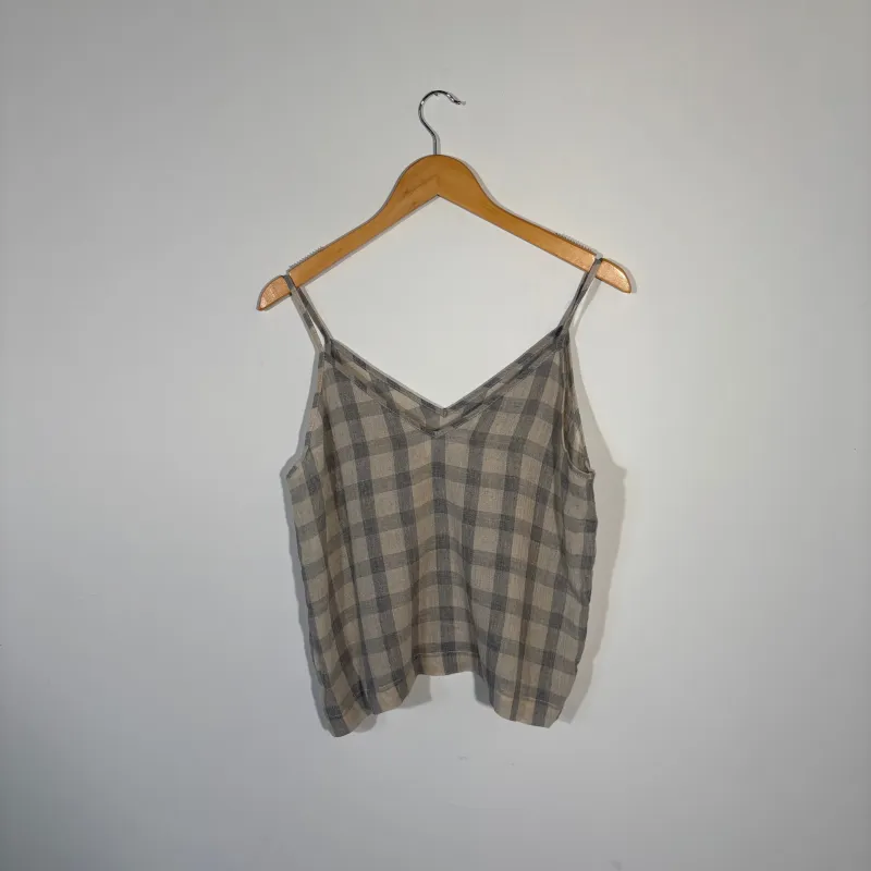 Grey Plaid Strappy Tank sold by POKOLOKO