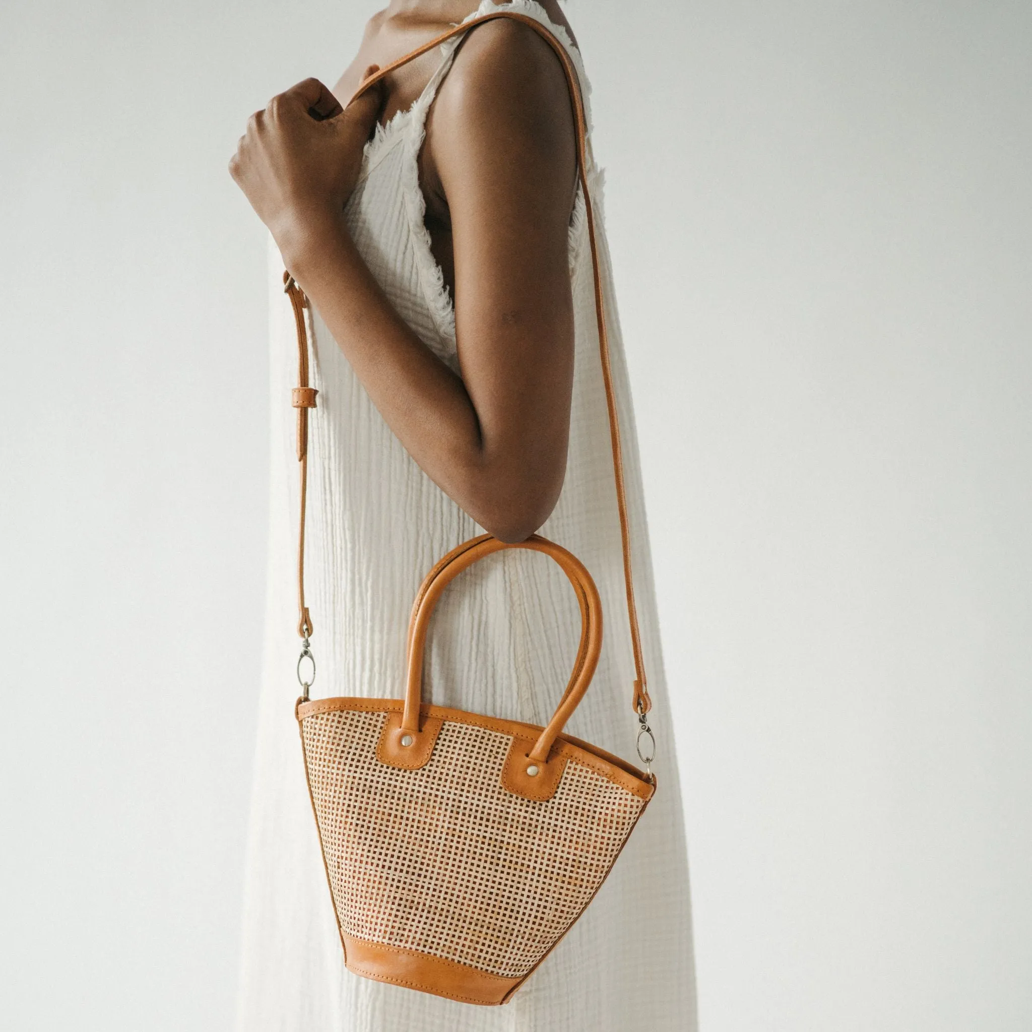 Mata Handled Crossbody Leather Bag with Cane Accent sold by POKOLOKO product image thumbnail 2