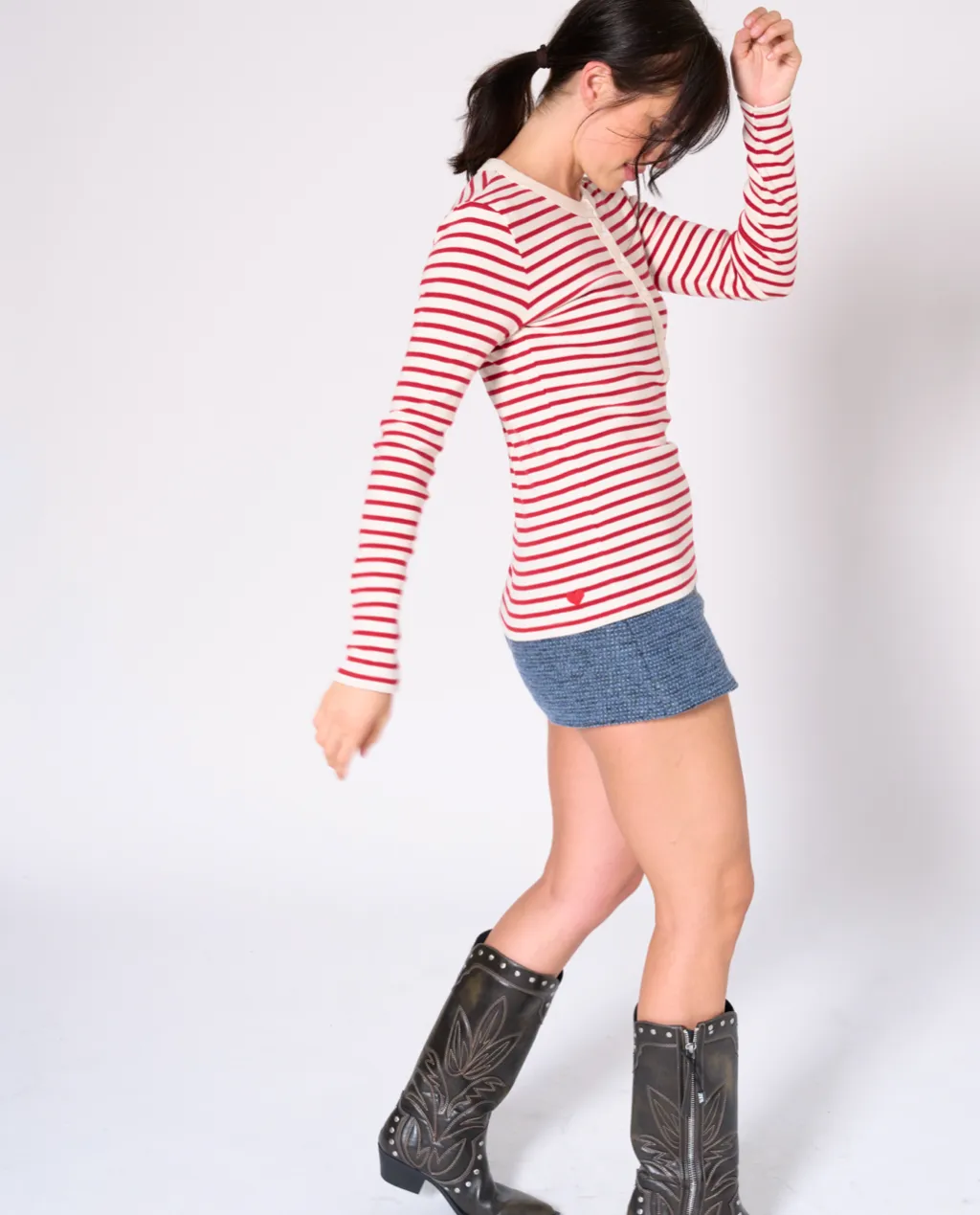 Nathalie stripe Henley top sold by preloved product image thumbnail 3