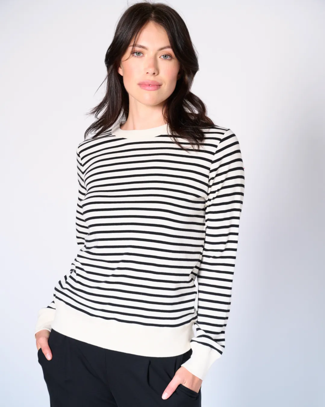 Genevieve stripe crew neck top sold by preloved