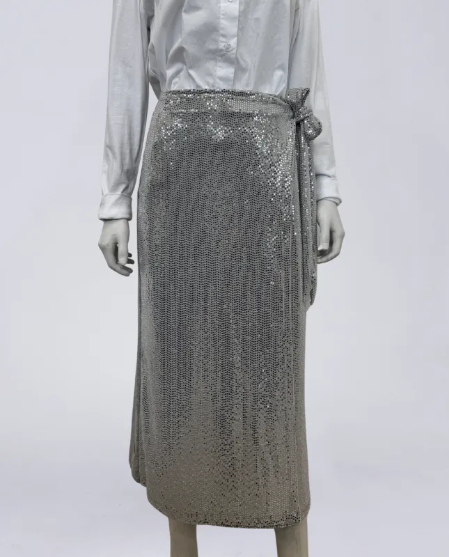 Natalie wrap midi skirt sold by preloved