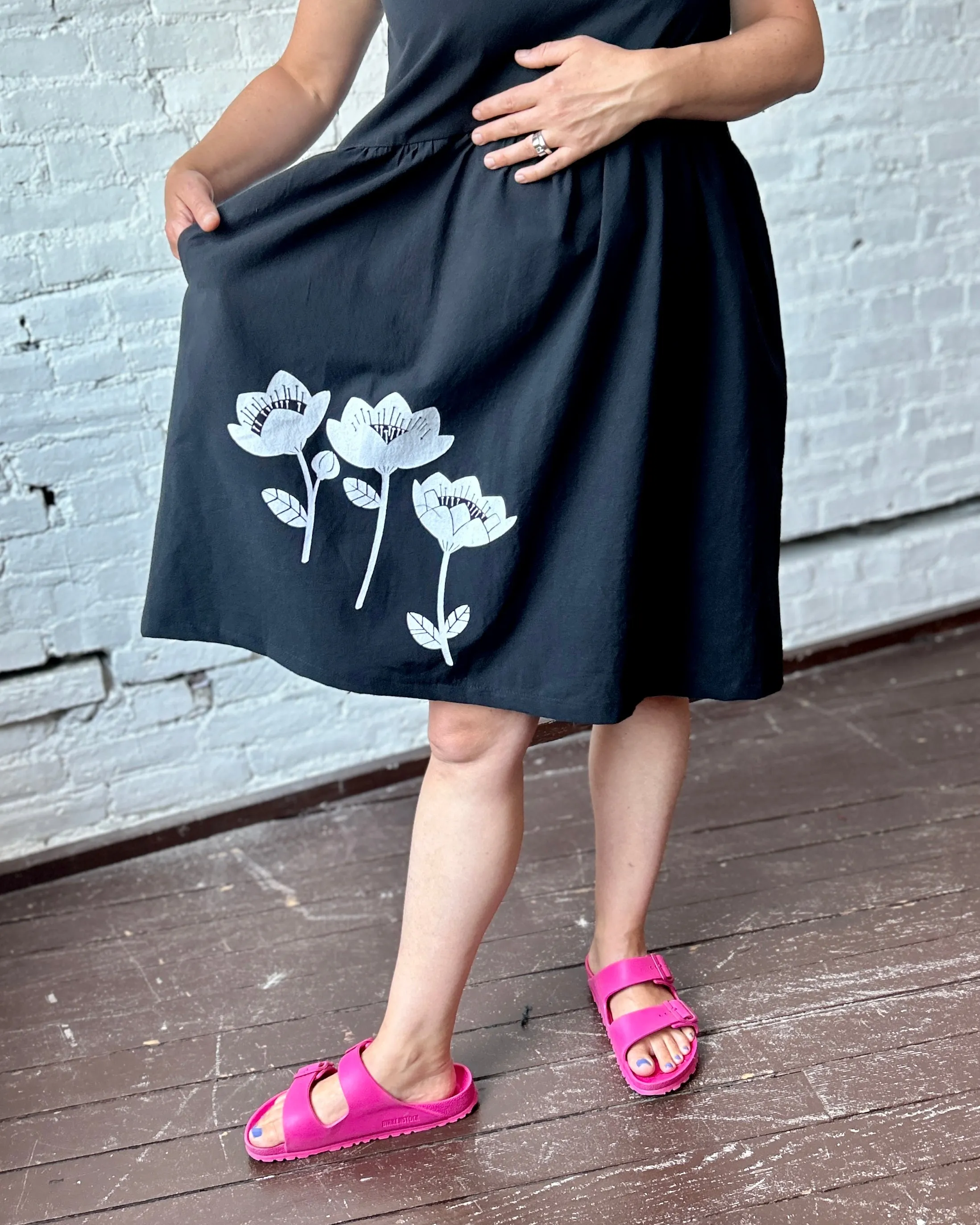FINAL SALE Kudo Dress - Black with Folk Flowers sold by Smoking Lily product image thumbnail 2