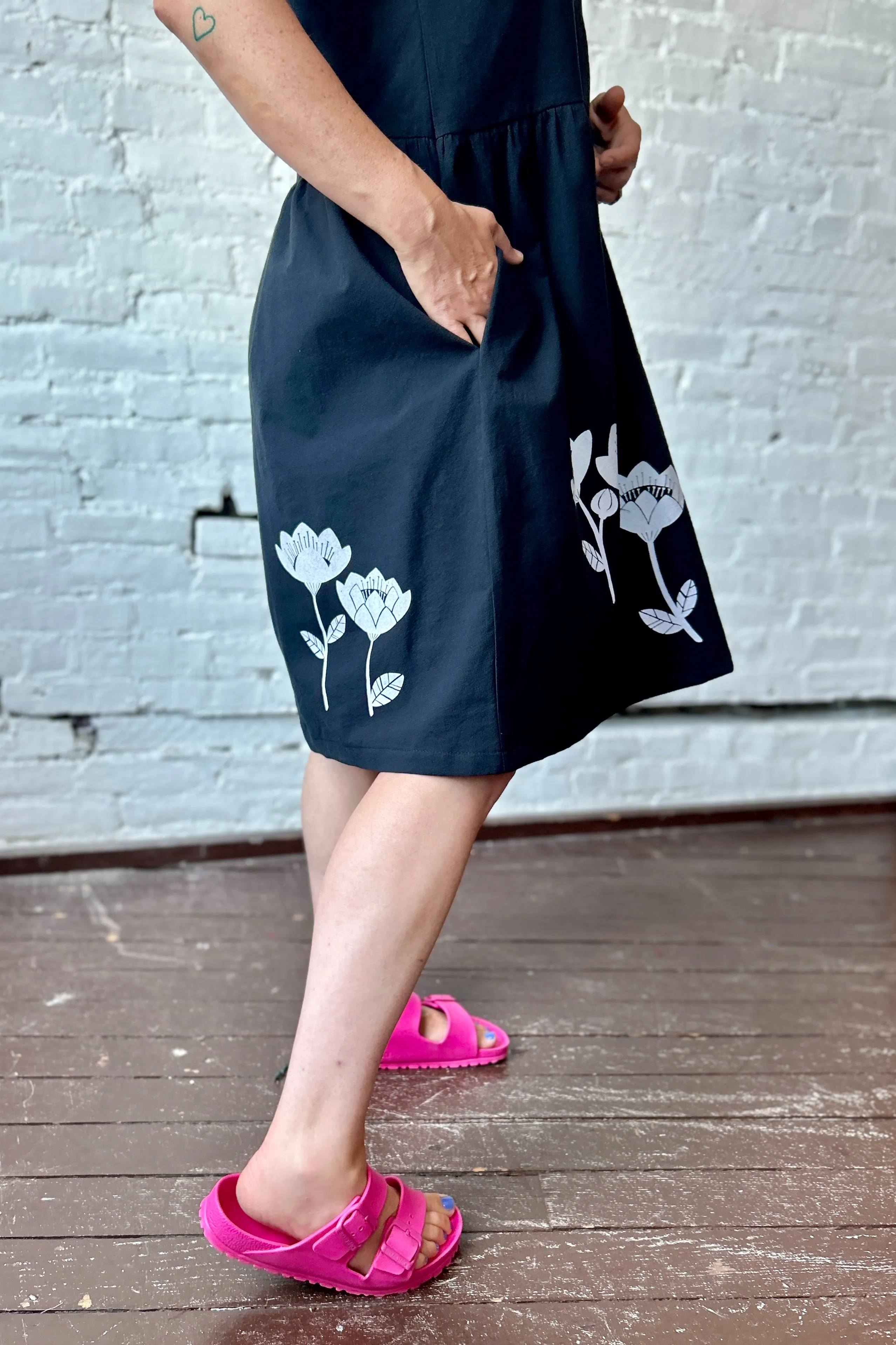 FINAL SALE Kudo Dress - Black with Folk Flowers sold by Smoking Lily product image thumbnail 3