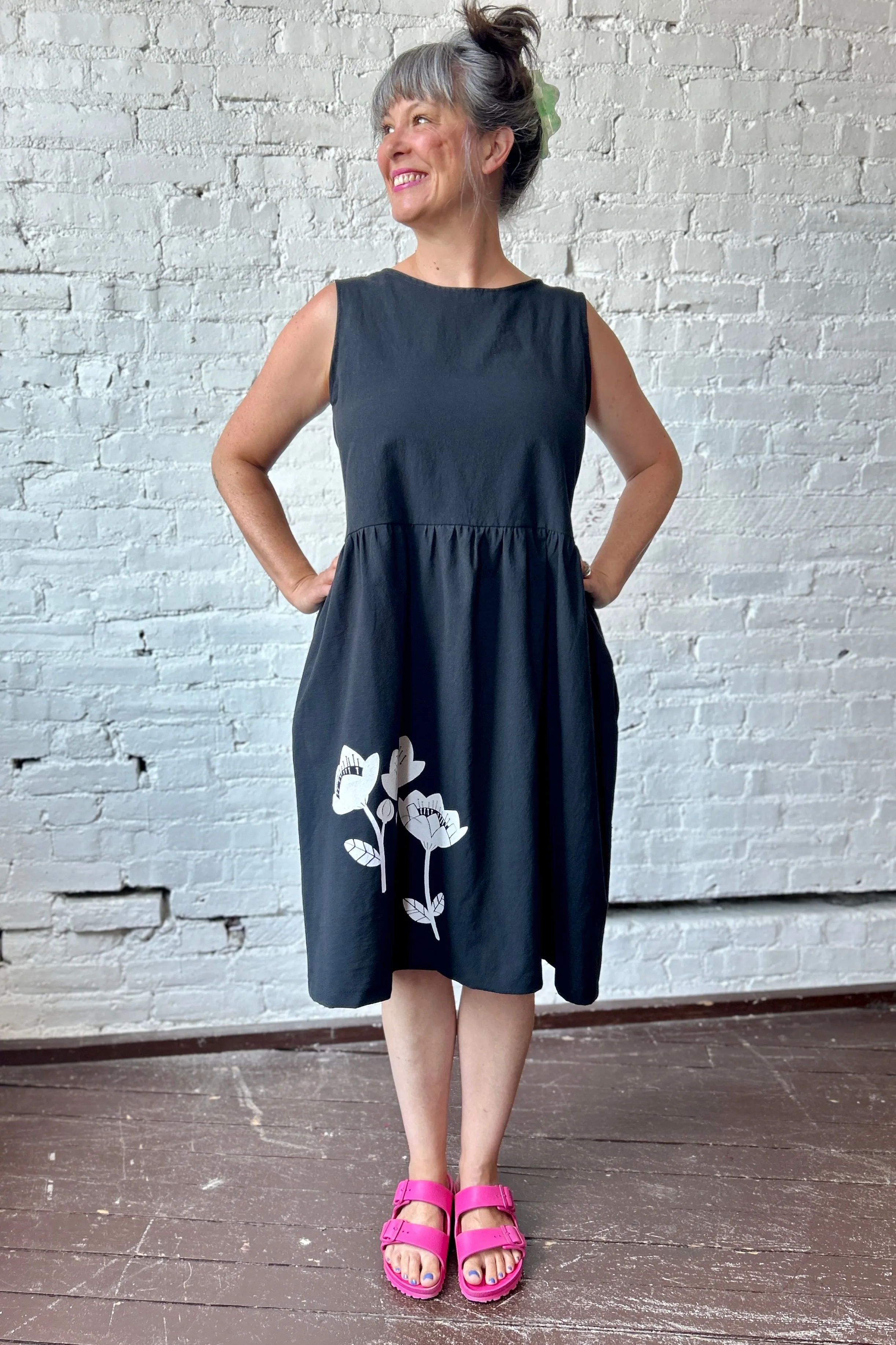 FINAL SALE Kudo Dress - Black with Folk Flowers sold by Smoking Lily product image thumbnail 4