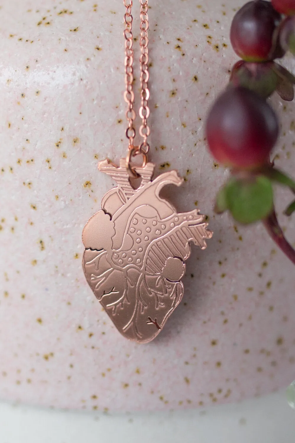 Smithstine Copper Etched Anatomical Heart Necklace sold by Smoking Lily product image thumbnail 2