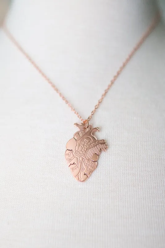 Smithstine Copper Etched Anatomical Heart Necklace made by Smoking Lily