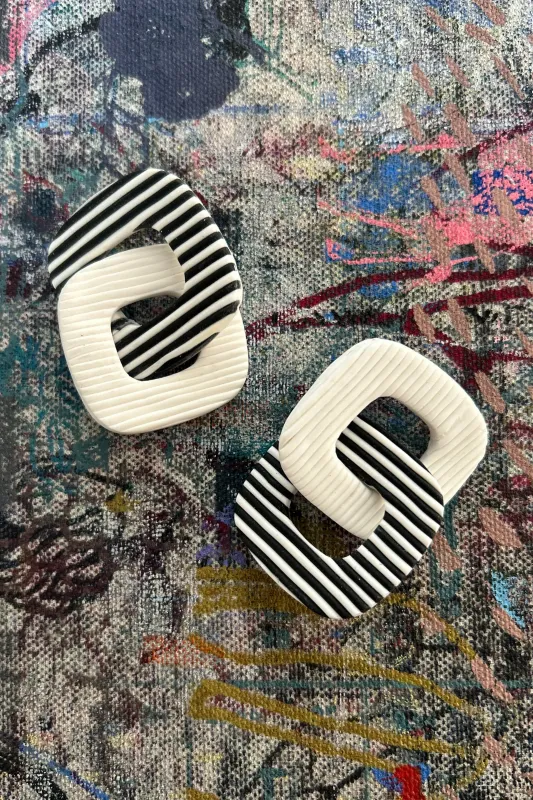 One Of A Few - Studio 2255 Earring - Eos White Stripe - Final Sale made by Smoking Lily