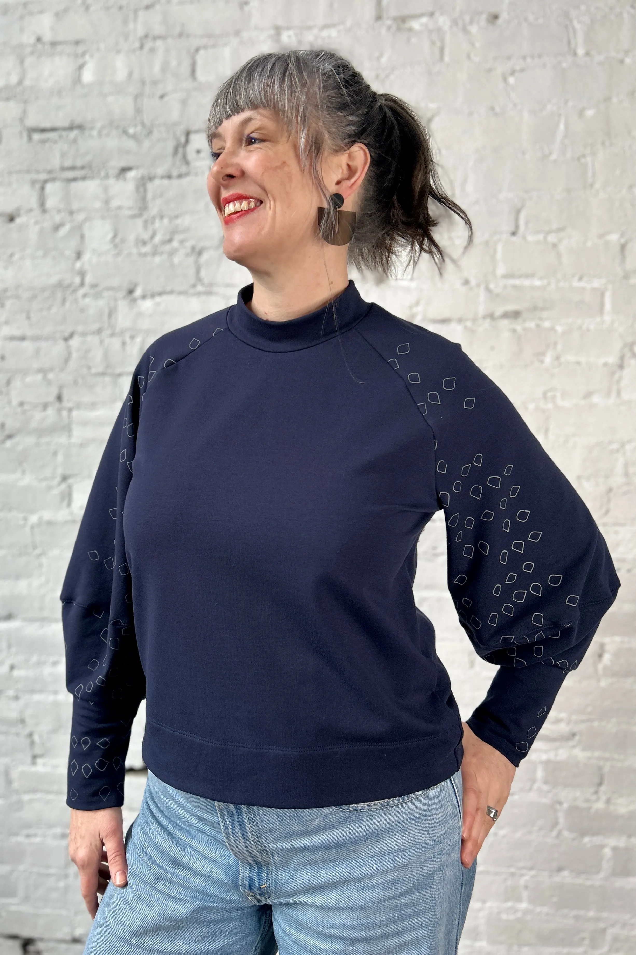Final Sale Fundra Sweatshirt Navy with Apple Seeds XL sold by Smoking Lily