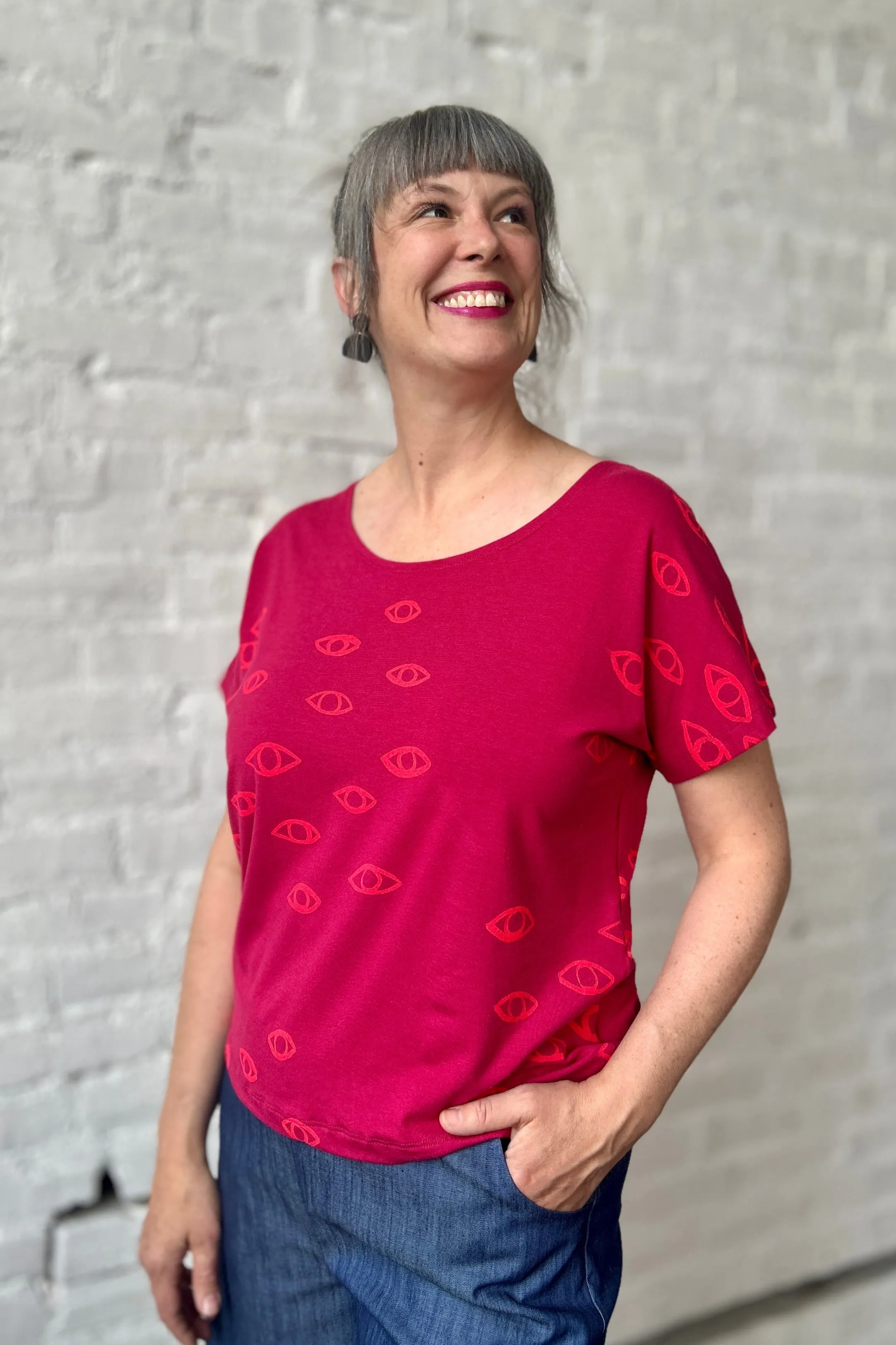 Scoopneck Tee - Raspberry sold by Smoking Lily