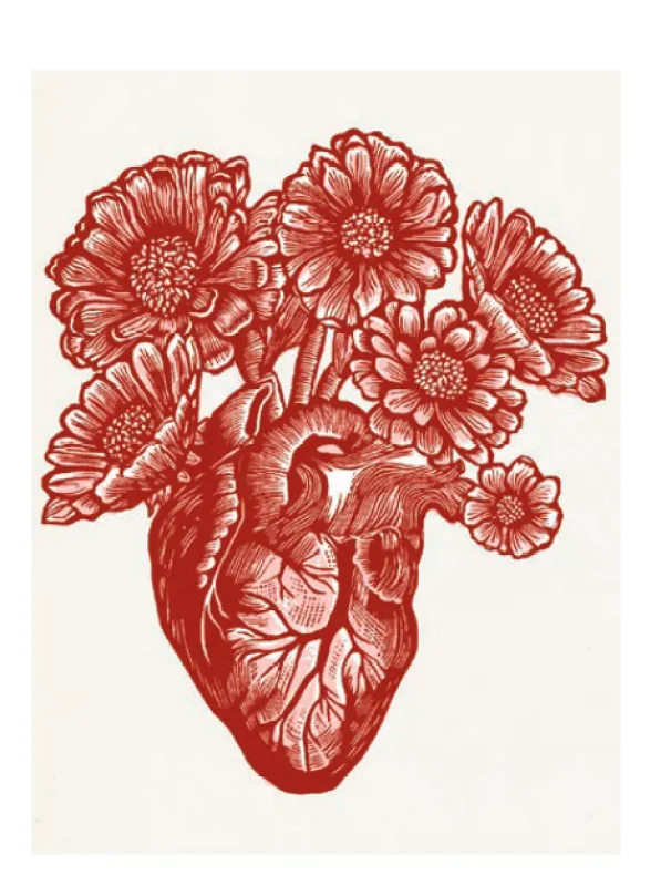Hawk and Rose Press - El Corazon Linocut Card made by Smoking Lily