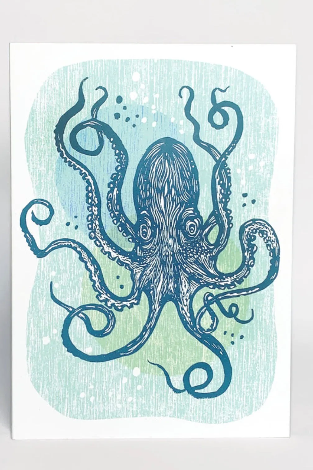 Hawk and Rose Press - Octopus Linocut Card sold by Smoking Lily