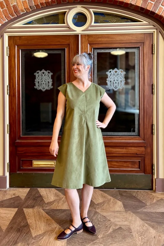 Shelter Dress - Moss Corduroy made by Smoking Lily