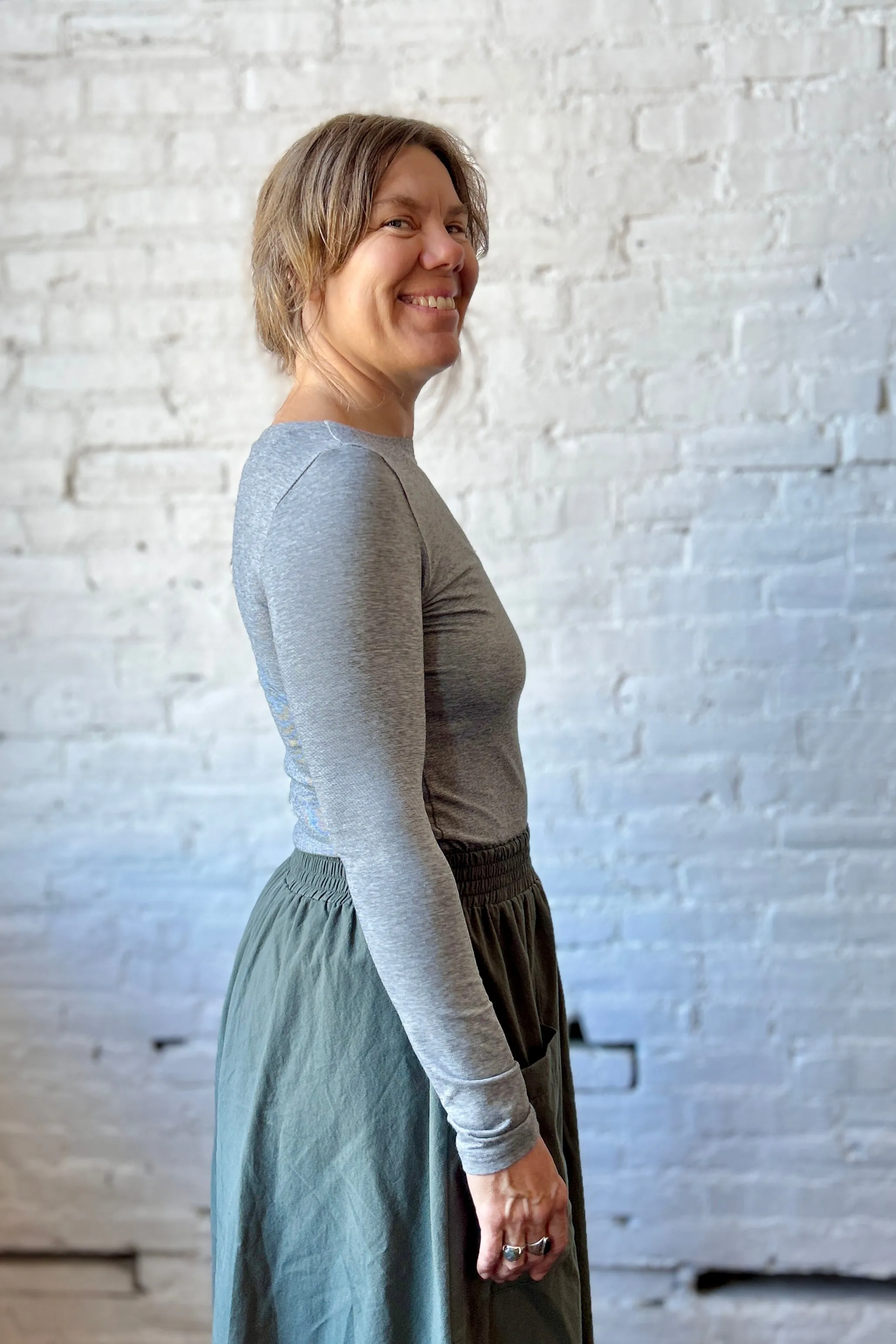 Nanette Top - Grey Microstripe sold by Smoking Lily product image thumbnail 4