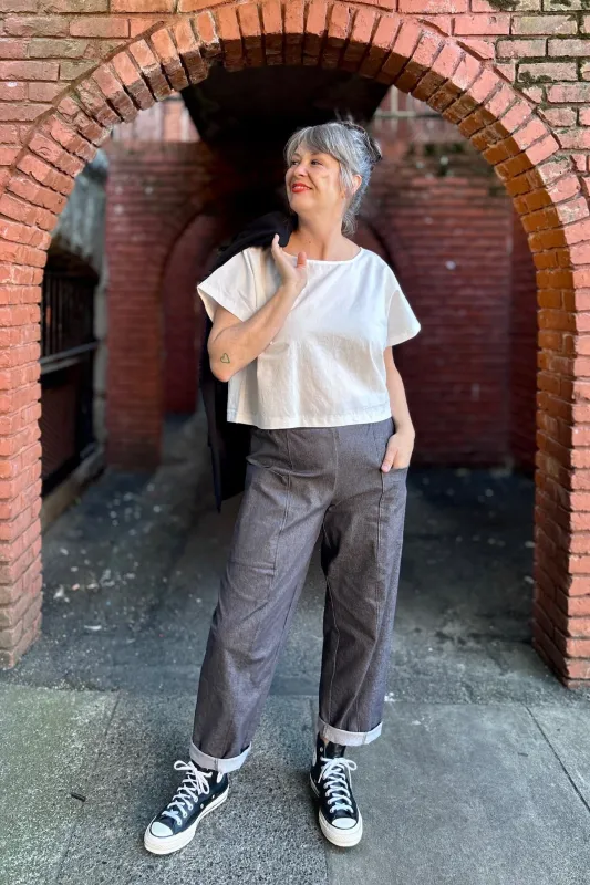 Wren Work Pants -Charcoal Stretch Denim sold by Smoking Lily