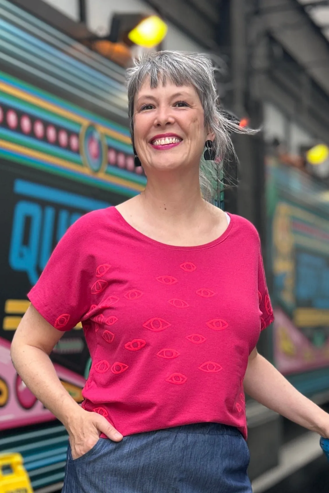 Final Sale Scoopneck Tee - Raspberry sold by Smoking Lily