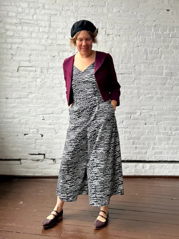 Liberty Jumpsuit - Black + White Bloom sold by Smoking Lily