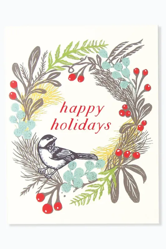 Hawk and Rose Press - Holiday Wreath Linocut Card made by Smoking Lily