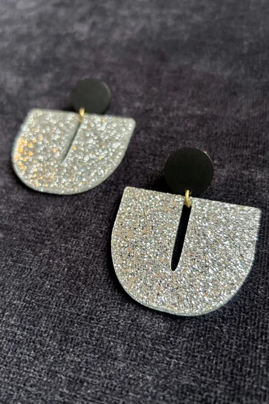 Darlings of Denmark Earring Billie  - Silver Glitter sold by Smoking Lily