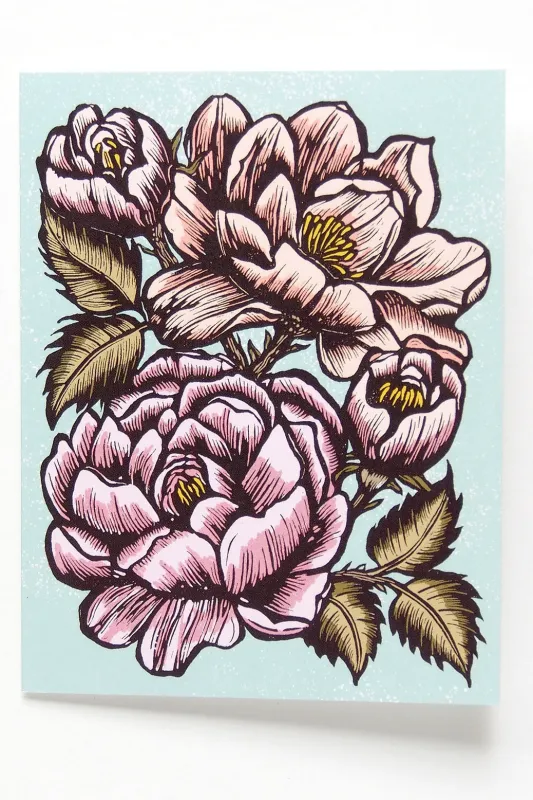 Hawk and Rose Press - Coming Up Roses Linocut Card made by Smoking Lily