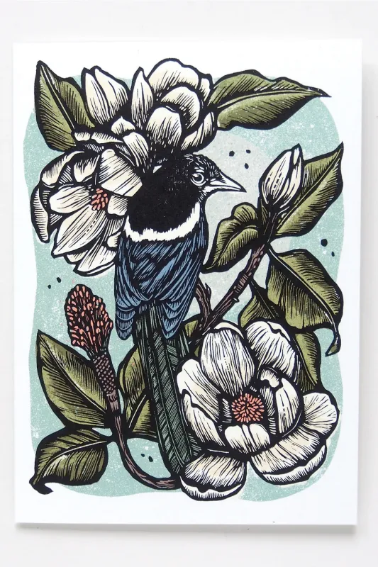 Hawk and Rose Press - Magpie Linocut Card made by Smoking Lily