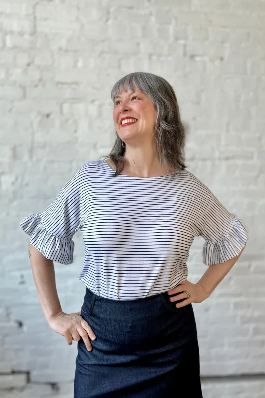 Final Sale Ruffle Tee - Stripes made by Smoking Lily