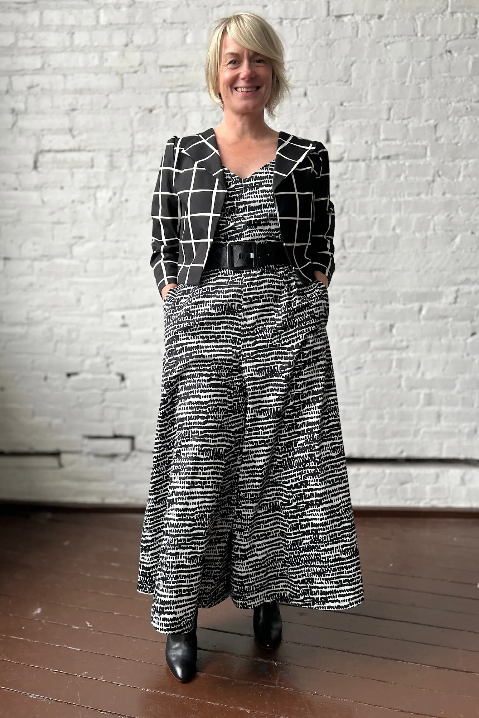 Final Sale Liberty Jumpsuit - Black + White Bloom sold by Smoking Lily product image thumbnail 3