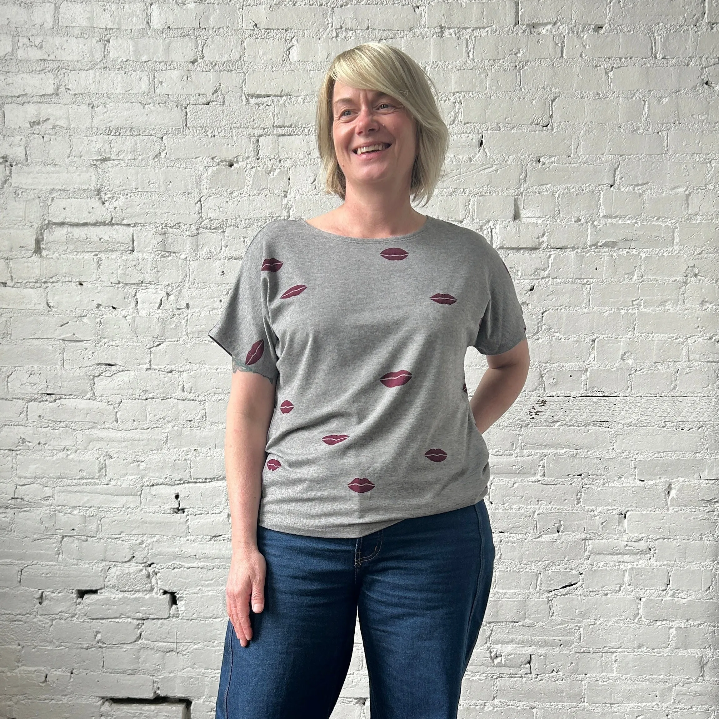 Boatneck Tee - Grey Microstripe sold by Smoking Lily product image thumbnail 2
