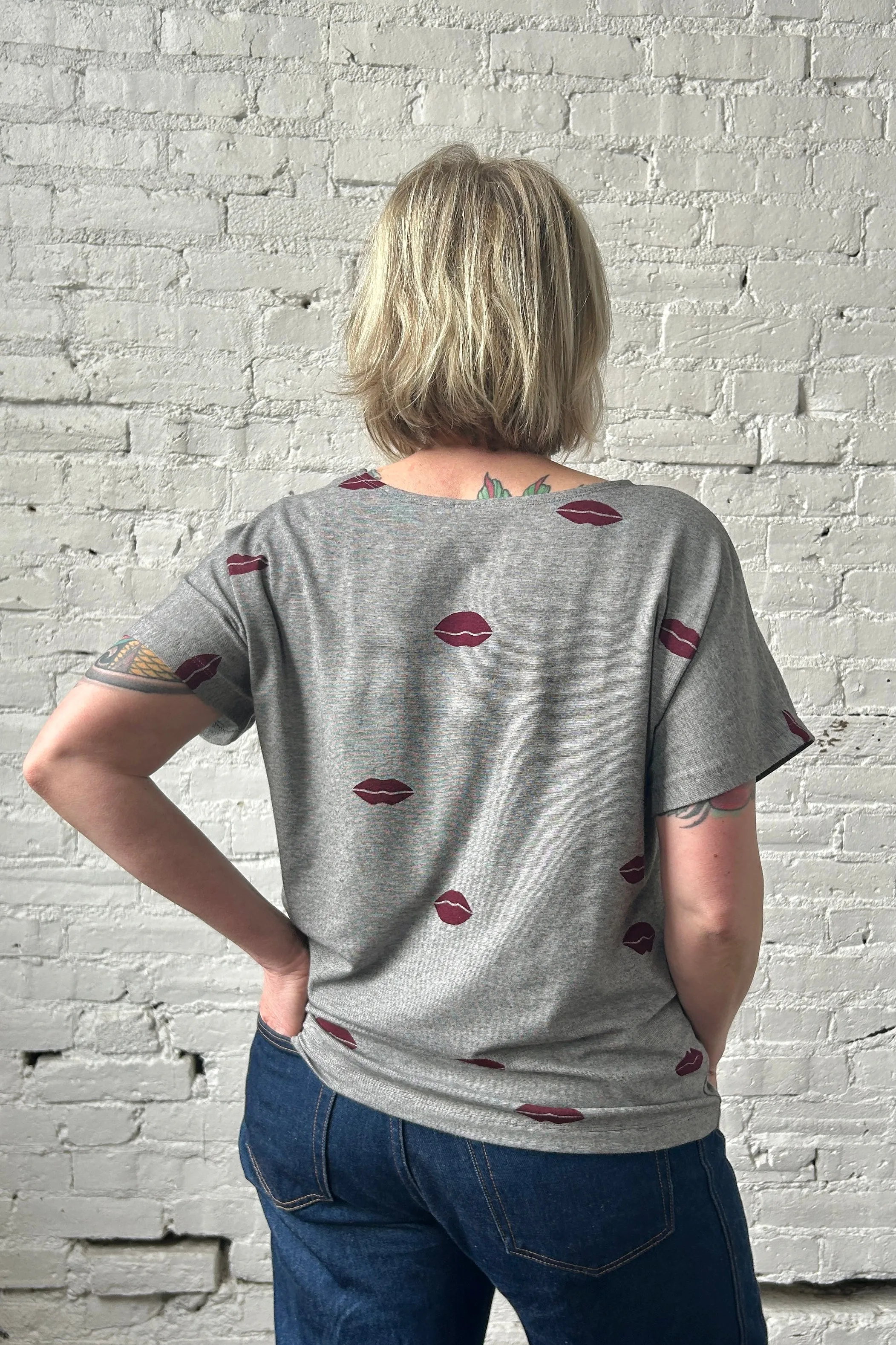 Boatneck Tee - Grey Microstripe sold by Smoking Lily product image thumbnail 5
