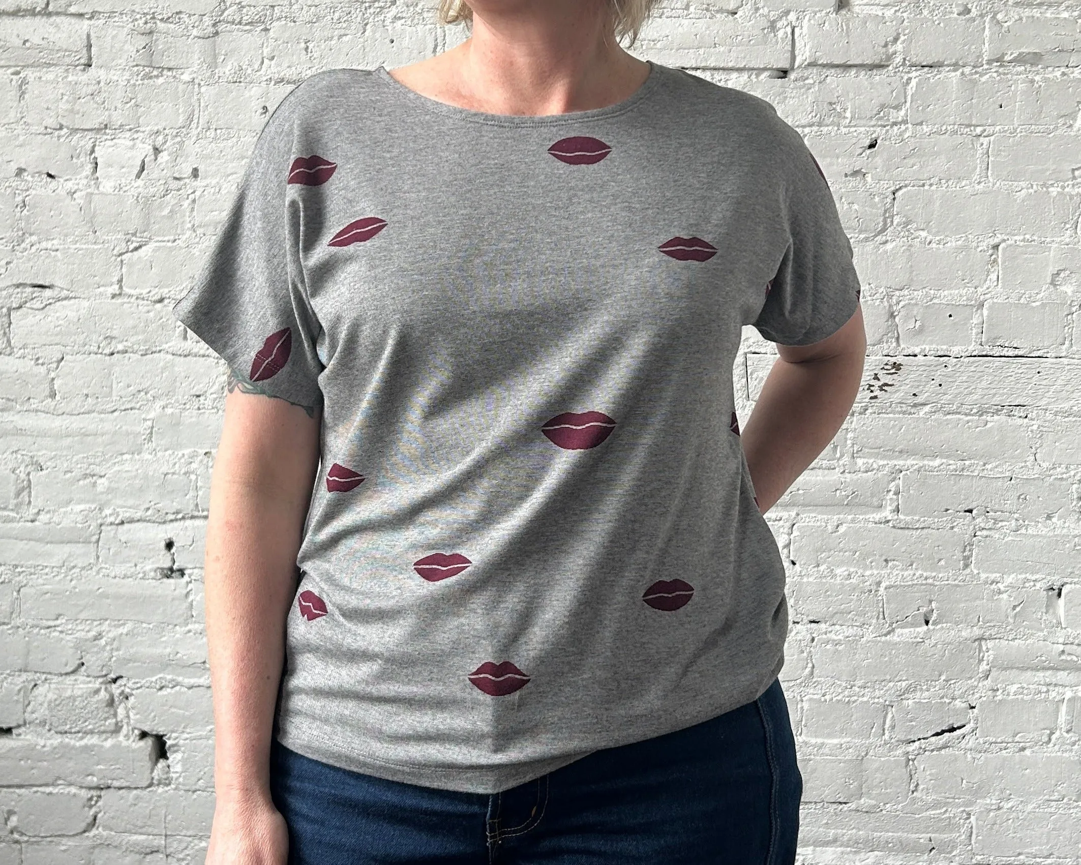Boatneck Tee - Grey Microstripe sold by Smoking Lily product image thumbnail 3