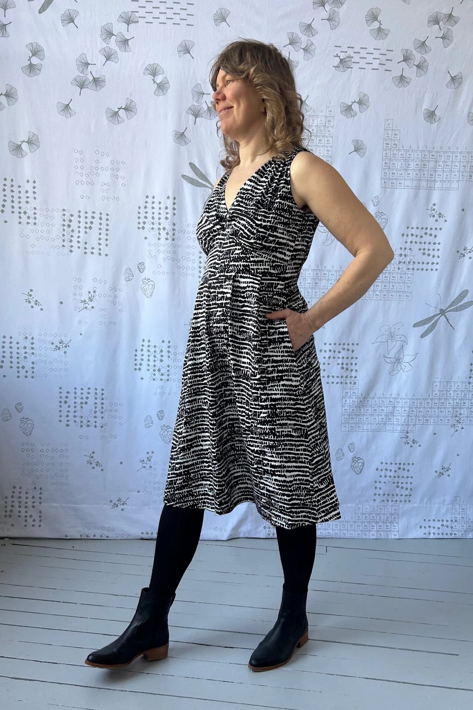 Kapow Dress - Black + White Bloom sold by Smoking Lily product image thumbnail 2