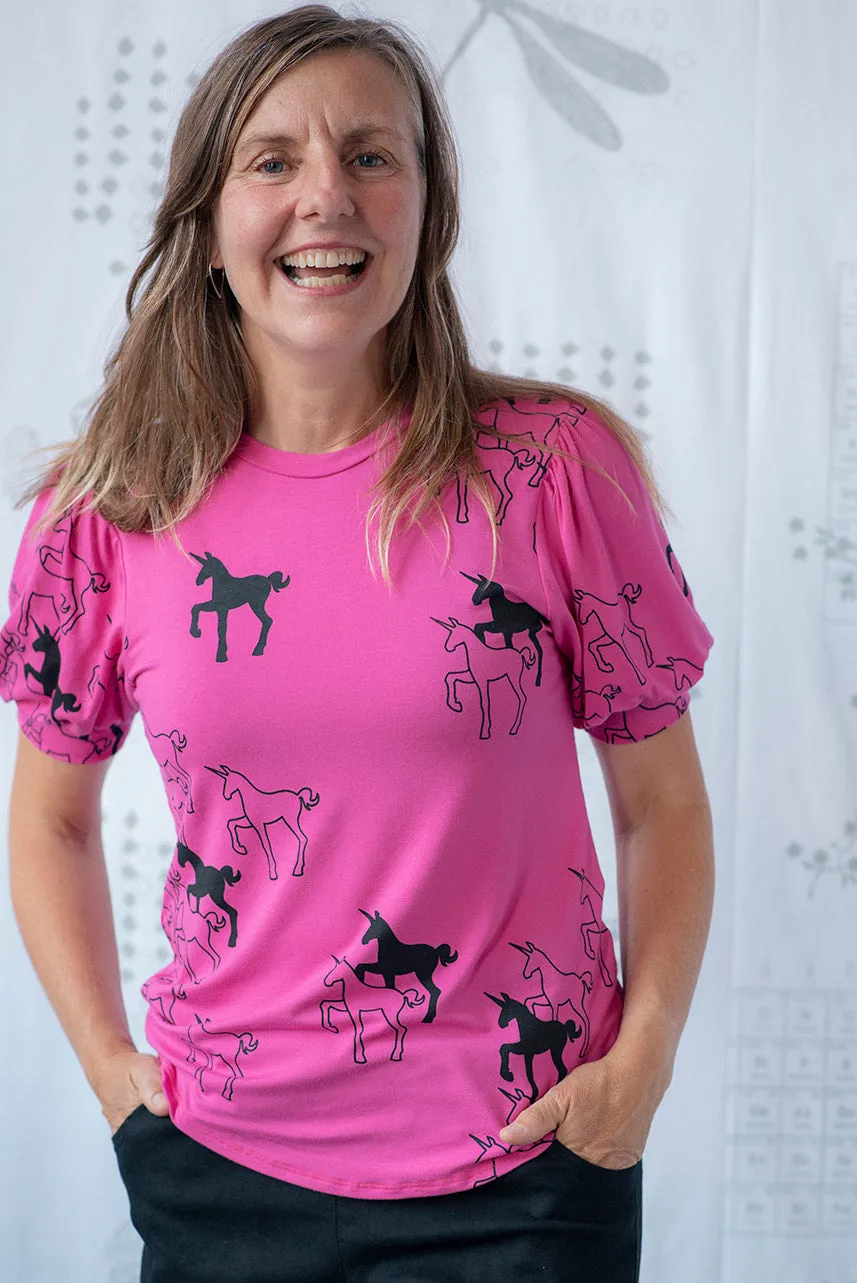 Puff Couture Tee - Pink Unicorns sold by Smoking Lily