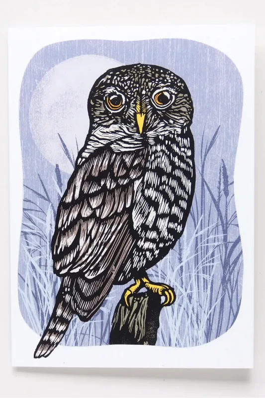 Hawk and Rose Press - Night Owl Linocut Card made by Smoking Lily