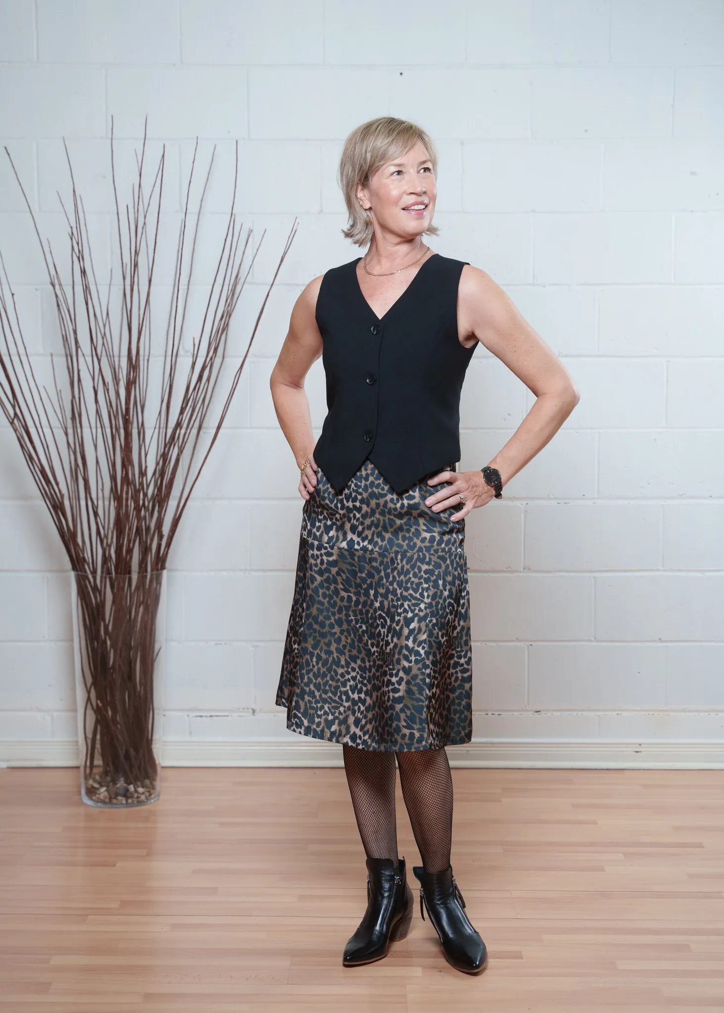 Avon skirt - leopard print sold by Studio Dianne