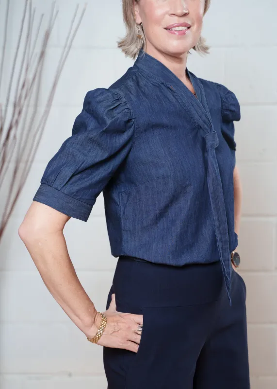 Pema blouse - dark denim sold by Studio Dianne