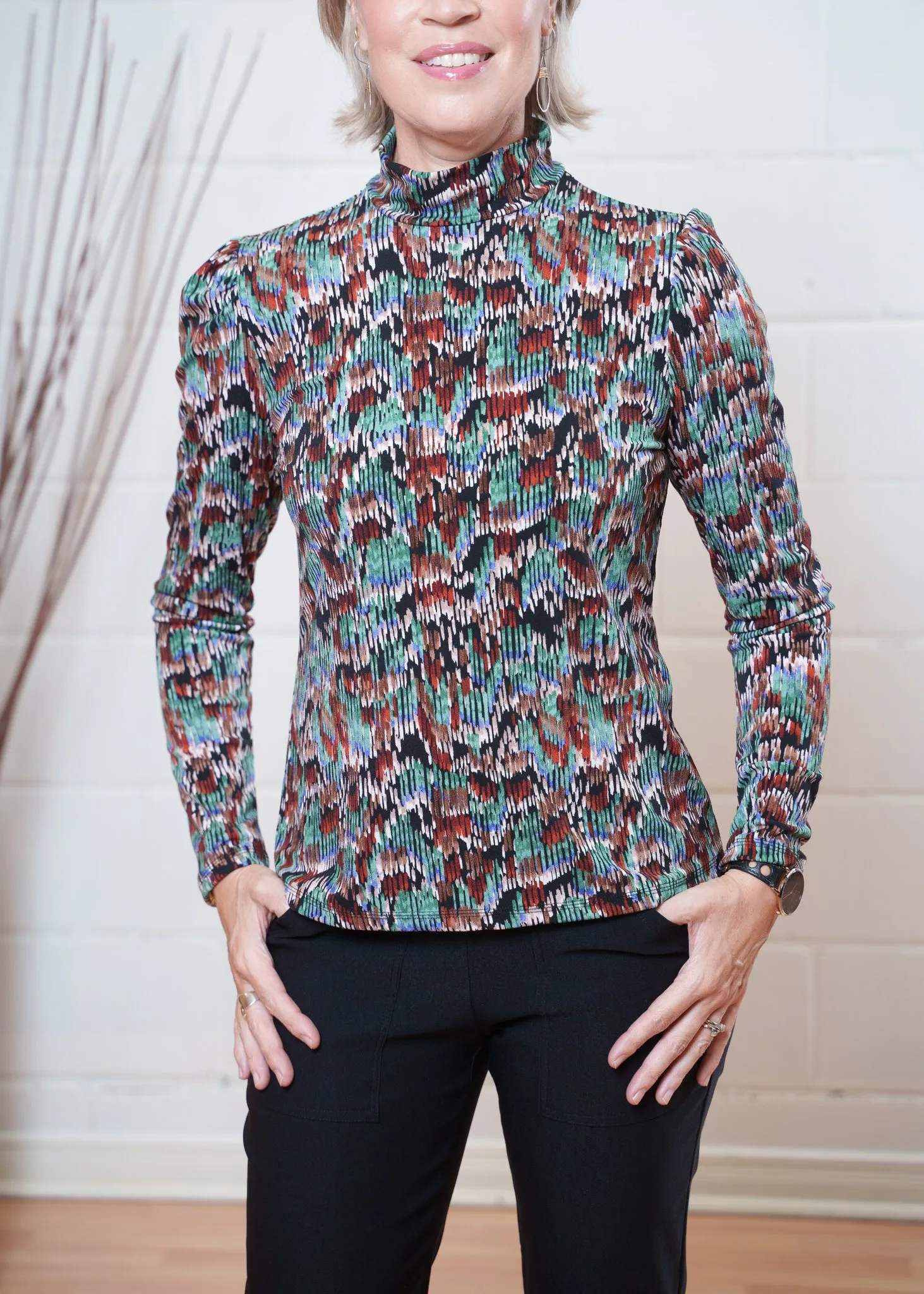 Oula puff sleeve top - crepe knit sold by Studio Dianne product image thumbnail 5