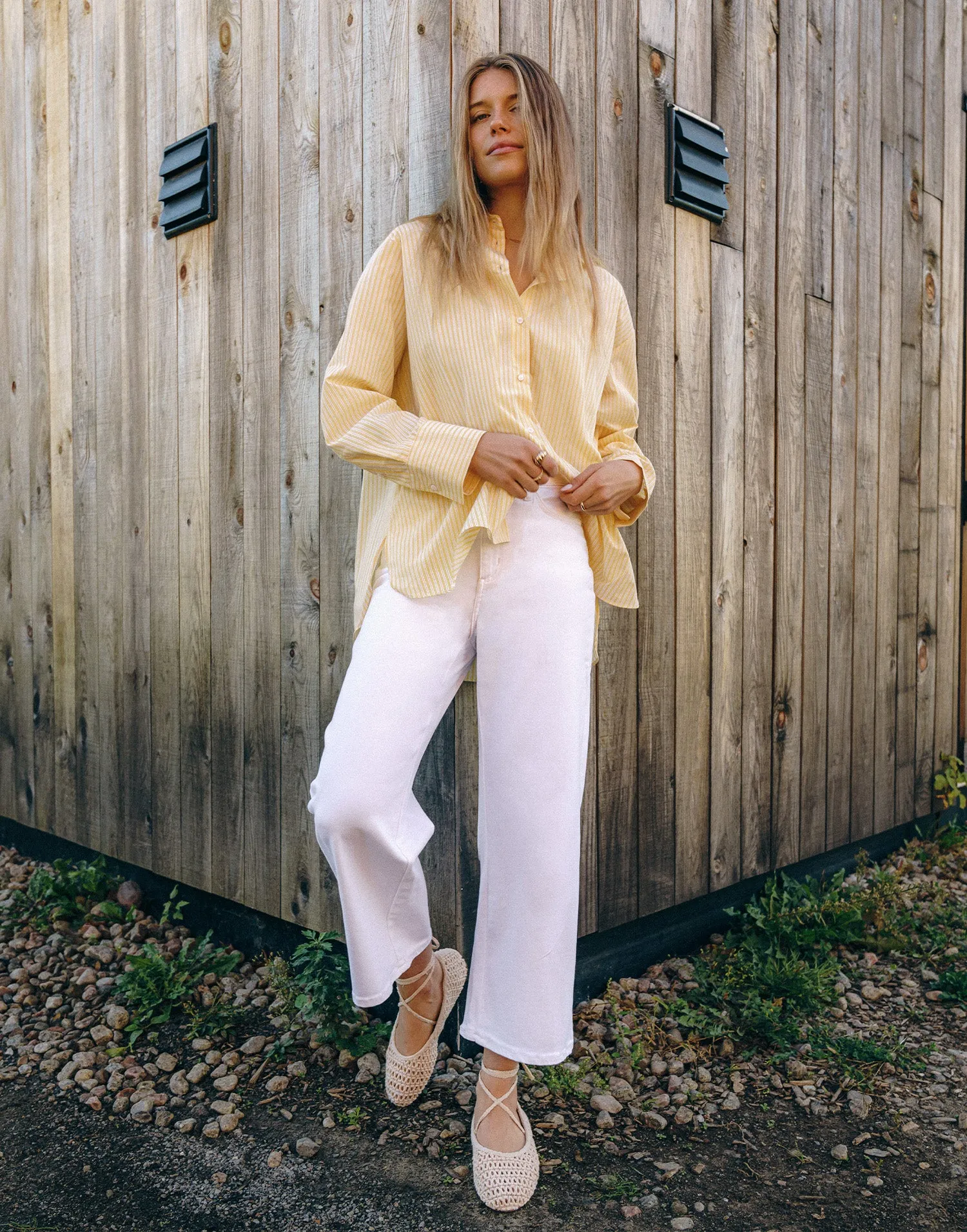 LILY WIDE LEG JEANS / WHITE LOTUS sold by Yoga Jeans