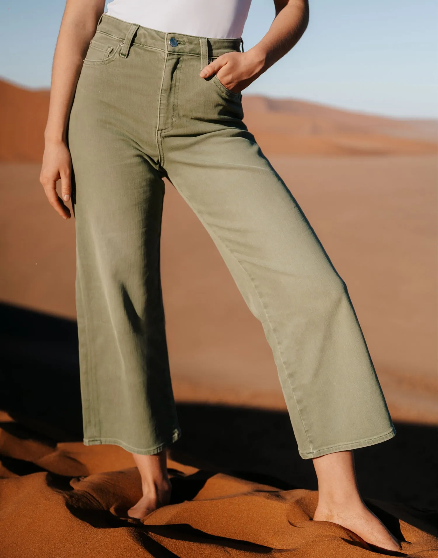 LILY WIDE LEG JEANS / BEACH GRASS sold by Yoga Jeans