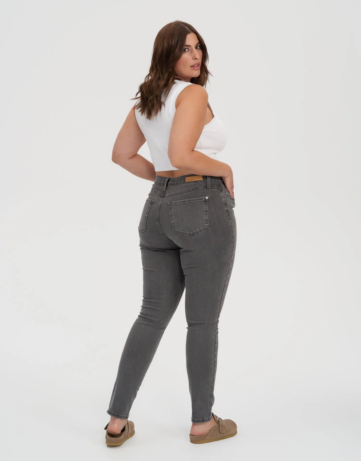 RACHEL SKINNY JEANS / 30" WASHED GREY STEEL sold by Yoga Jeans product image thumbnail 4