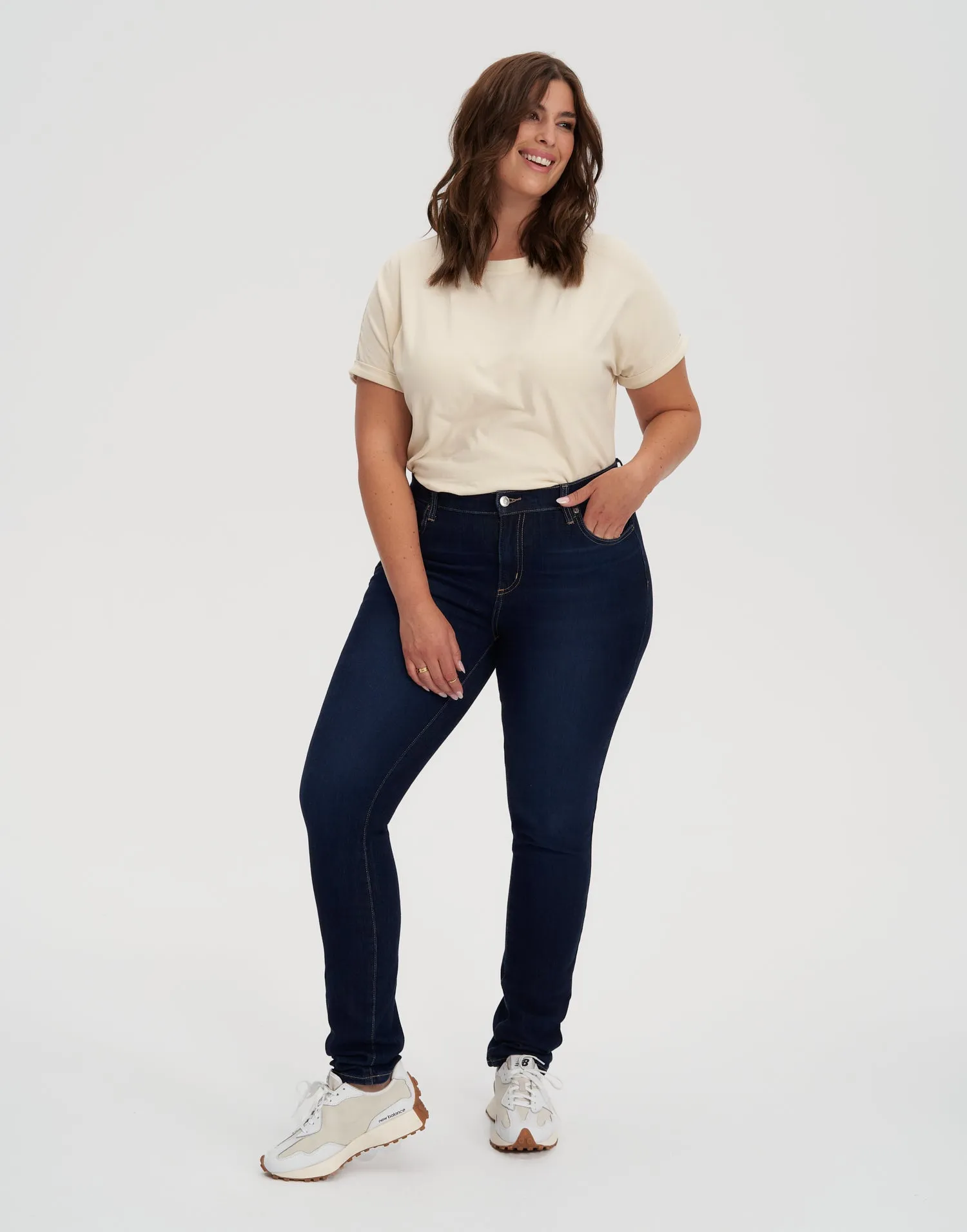 RACHEL CLASSIC RISE SKINNY JEANS / 34" DARK INDIE sold by Yoga Jeans