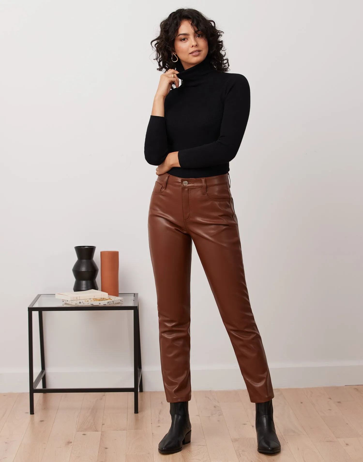 EMILY SLIM VEGAN LEATHER PANT / TAN sold by Yoga Jeans product image thumbnail 2