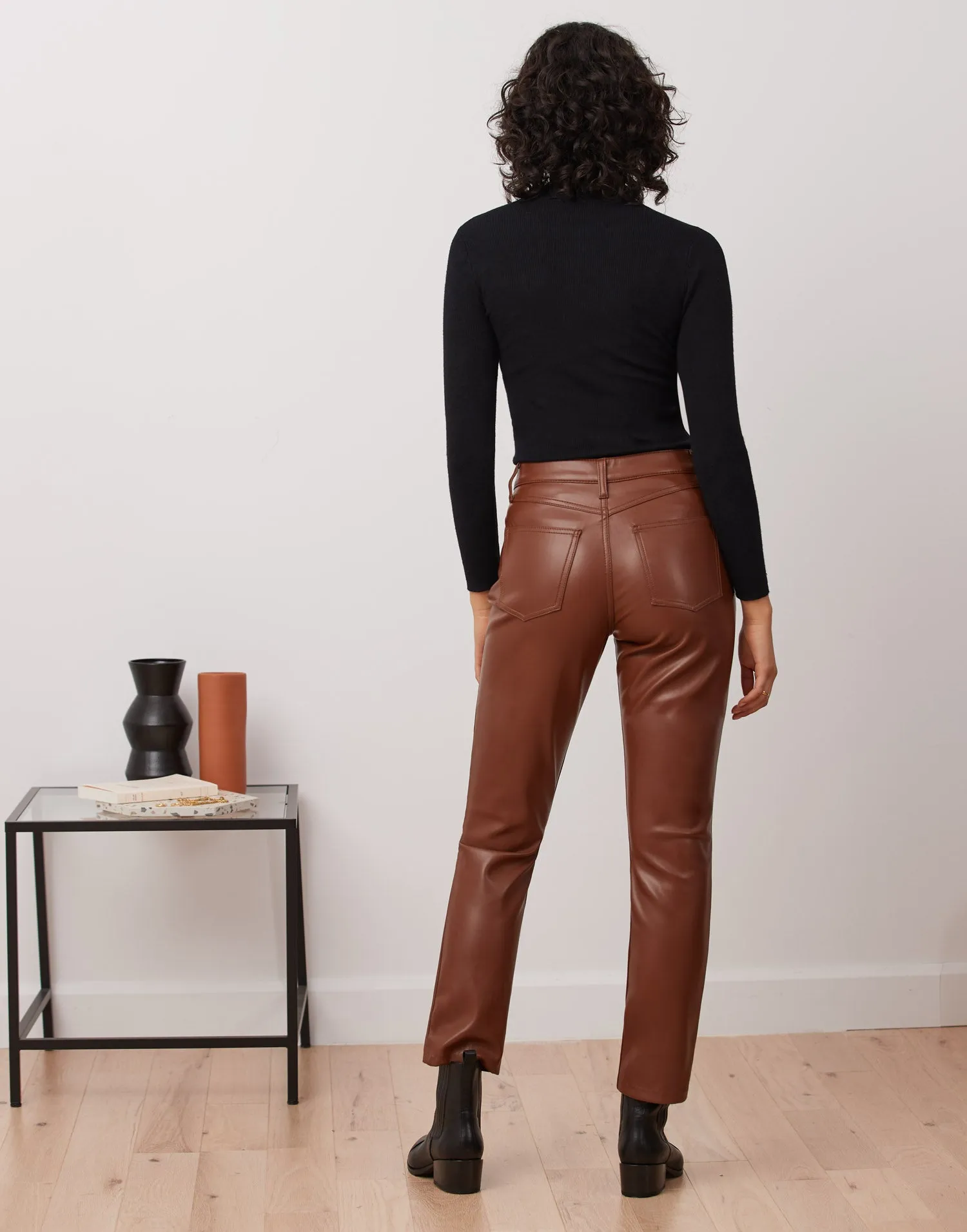 EMILY SLIM VEGAN LEATHER PANT / TAN sold by Yoga Jeans product image thumbnail 4