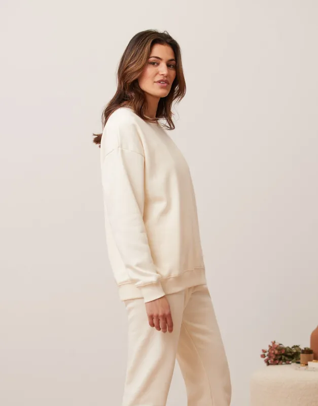 OVERSIZED CREW NECK SWEATSHIRT / CREAM sold by Yoga Jeans